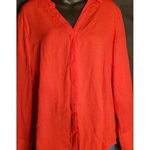 Worthington Cabaret Red button up blouse- PXL
